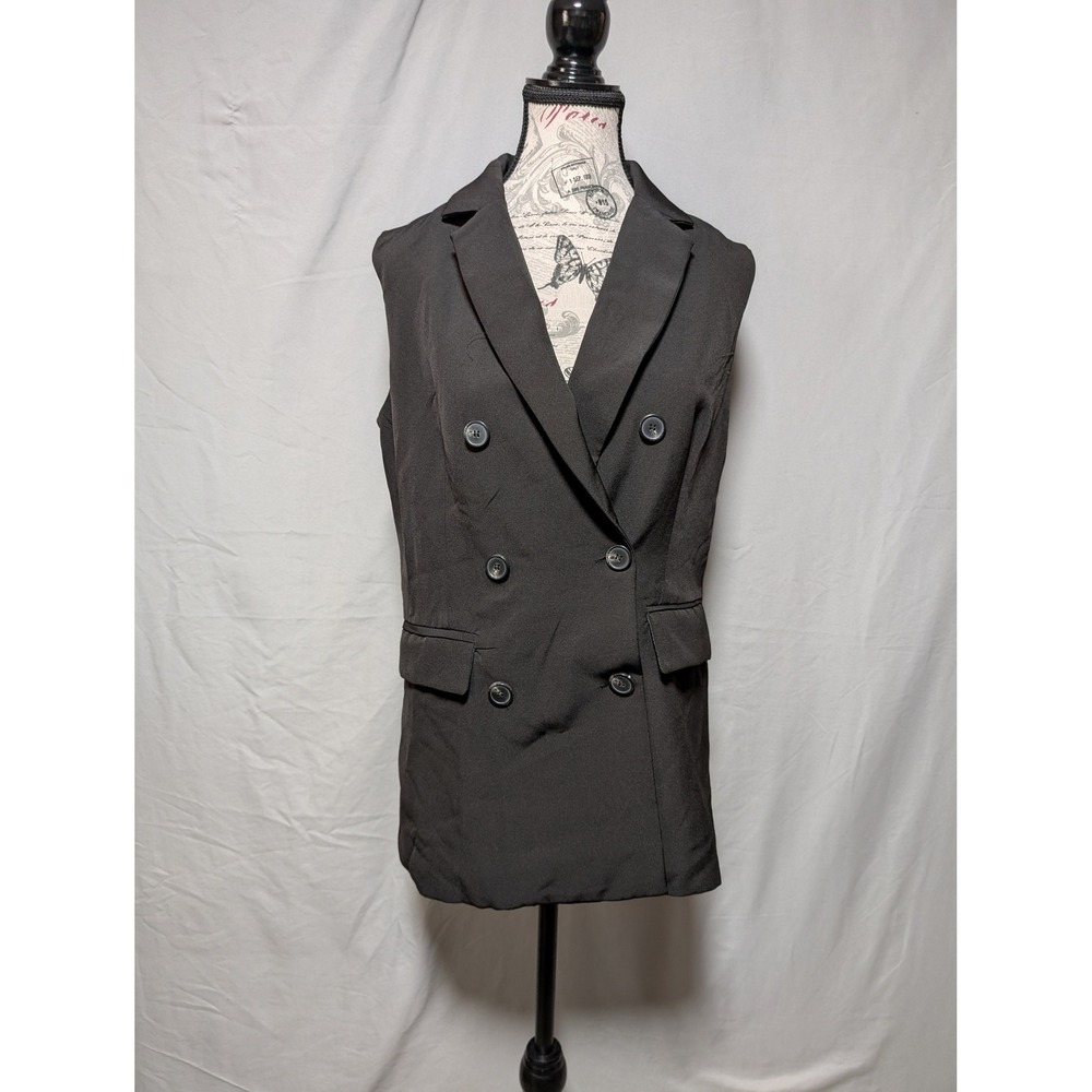 Sincerely Jules Black Sleeveless Blazer Double Breasted Vest New Women's Medium